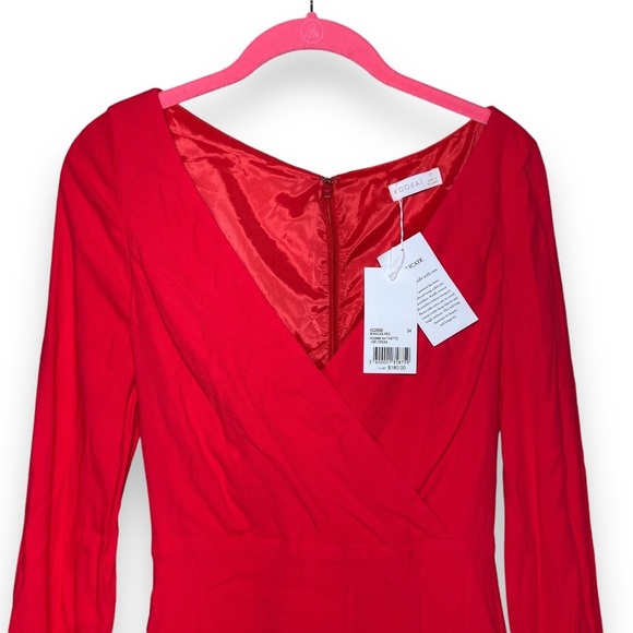 NWT Kookai Biancas Satinette Vee Mini Dress Long Sleeve‎ V Neck Ruffle Small - Picture 4 of 5